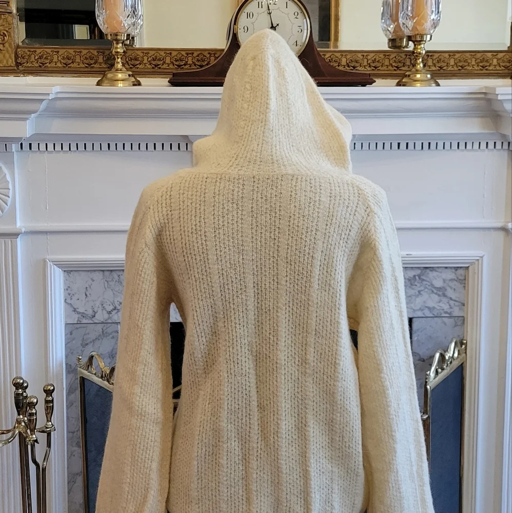 Vintage America Cream Hooded Knit wool Sweater - Picture 2 of 5